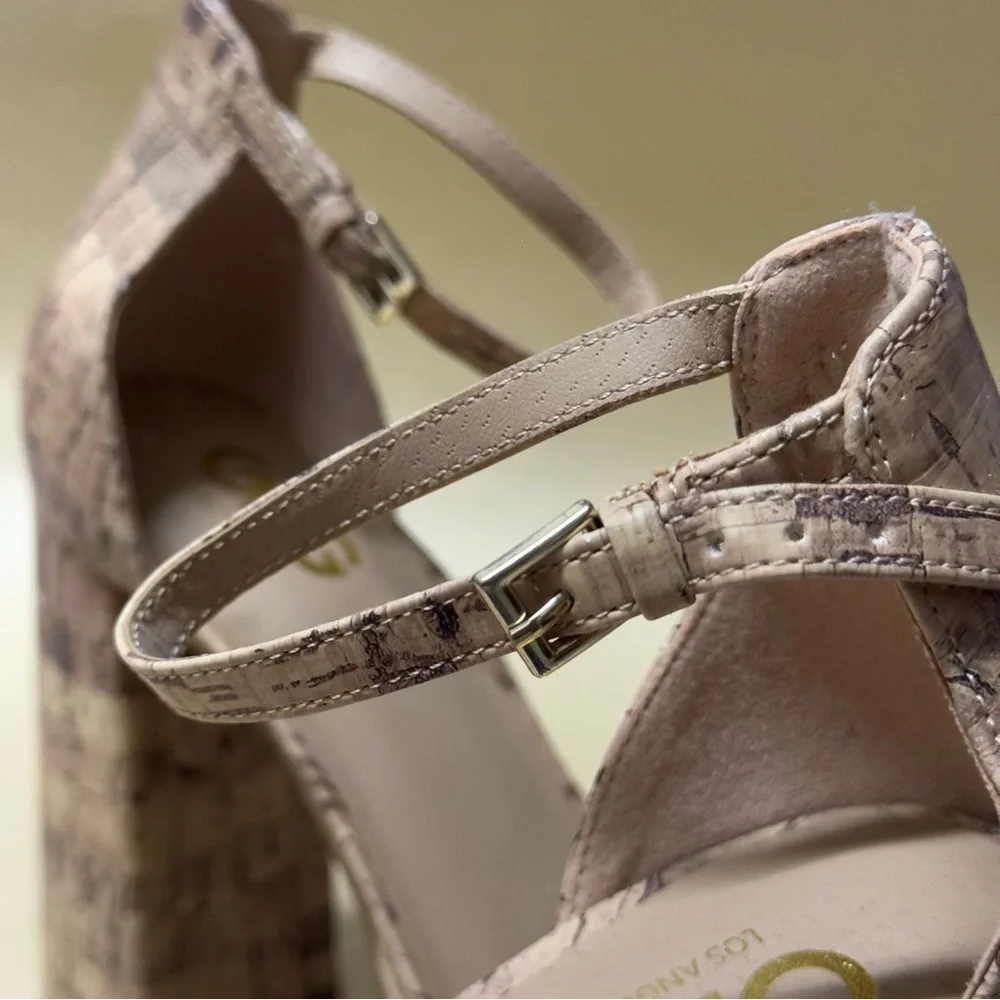 GBG Ankle Strap Cork Platform Sandals Block Heel Clear Band Square Toe 10
